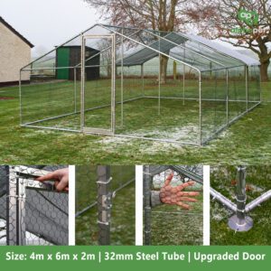 Alphapet® 4M Series 4m x 6m (32mm) Heavy Duty Walk In Galvanised Steel Chicken Run Coop
