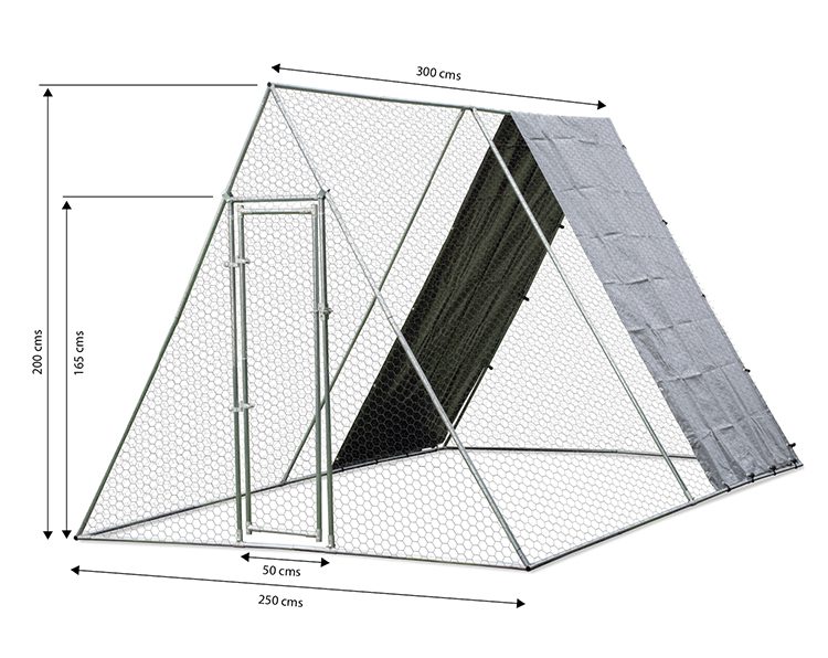 2.5 x 3 metre Chicken run illustration with measurements.